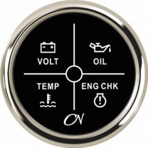 Alarm instrument met 4 LEDS zwart/chroom
