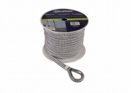 Ankerlijn polyester 10 mm - 20 meter met lood zwart/wit