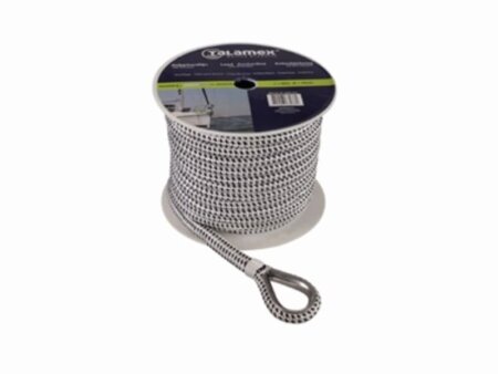 Ankerlijn polyester 12 mm - 40 meter met lood zwart/wit