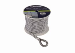 Ankerlijn polyester 16 mm - 40 meter met lood zwart/wit