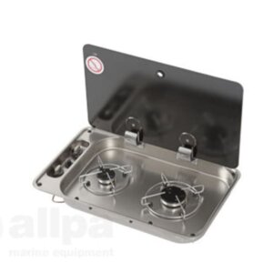 Gaskomfoor met afdekplaat 530x290x80 mm, twee branders