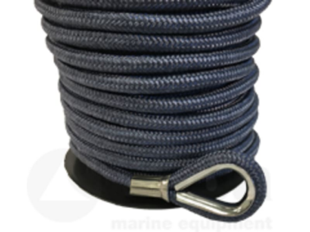 Ankerlijn polyester 12 mm - 35 meter met lood navy