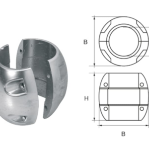 Zink anode voor ⌀20mm-as, bolvormig