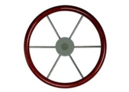 Stuurwiel mahoniehouten hoepel (Spaken van RVS / Diameter stuurwiel 380 mm)