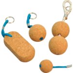 Drijvende sleutelhanger kurk rond 2 x 50 mm
