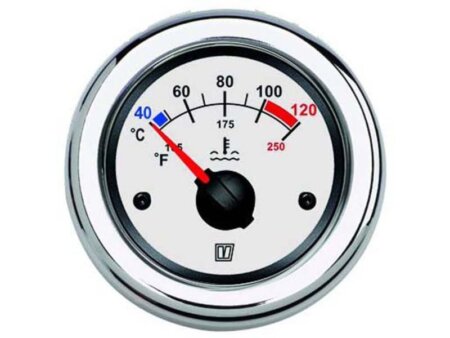 Vetus temperatuurmeter 12/24V witte wijzerplaat