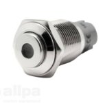 Schakelaar RVS inclusief rode LED (AAN)/UIT) pulsschakelaar 24 volt