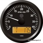 Toeren - uren teller 4000 rpm zwart VDO/Veratron