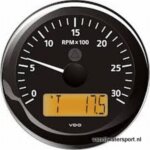 Toeren - uren teller 3000 rpm zwart VDO/Veratron