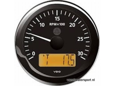 Toeren - uren teller 3000 rpm zwart VDO/Veratron