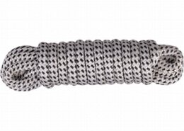 Landvast 16-voudig polyester 14 mm - 10 meter wit/zwart