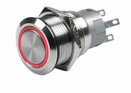 LED schakelaar aan/uit, rood 12v 22 mm