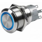LED schakelaar aan/uit, blauw 24v 16 mm