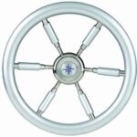 Stuurwiel 370 mm silver look /6-Spaaks RVS stuurwiel met silver look