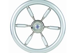 Stuurwiel 370 mm silver look /6-Spaaks RVS stuurwiel met silver look