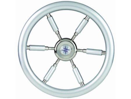 Stuurwiel 370 mm silver look /6-Spaaks RVS stuurwiel met silver look