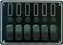 Schakelpaneel waterdicht 12 volt, 6 posities