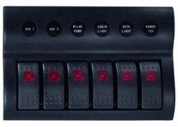 Schakelpaneel waterdicht 12 V, 6 posities