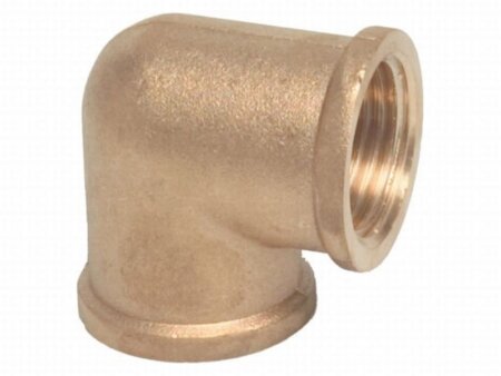 Messing bocht 90 graden 1 1/4" binnendraad