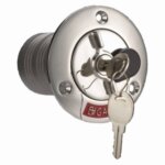 Dekvuldop 38 mm Petrol", RVS met slot"