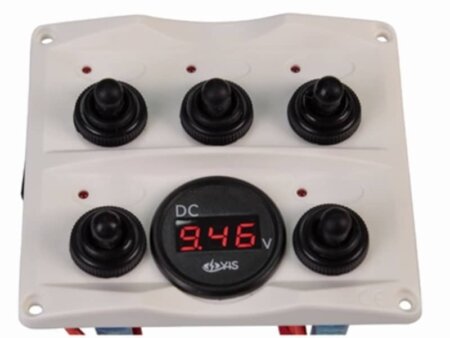Schakelpaneel antraciet met voltmeter