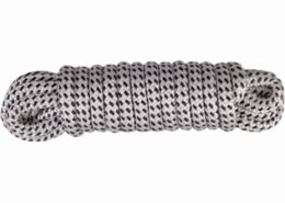 Landvast 16-voudig 100% polyester 12 mm - 10 meter wit/zwart