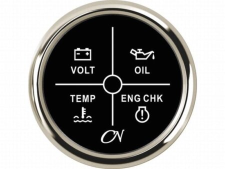 Alarm instrument met 4 LEDS zwart/chroom