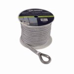 Ankerlijn polyester 16 mm - 40 meter met lood zwart/wit