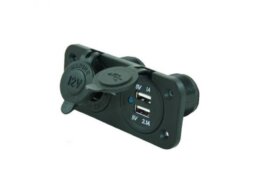 Waterdichte inbouwstekker, 1 x 12V + 2 x USB
