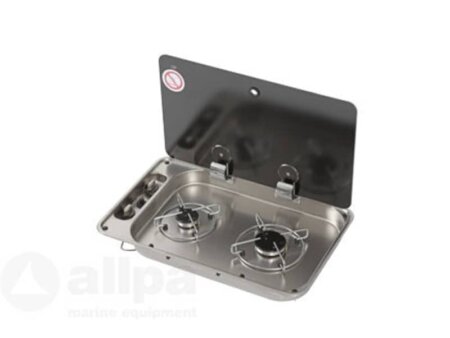 Gaskomfoor met afdekplaat 530x290x80 mm, twee branders