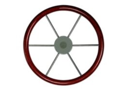 Stuurwiel mahoniehouten hoepel (Spaken van RVS / Diameter stuurwiel 380 mm)