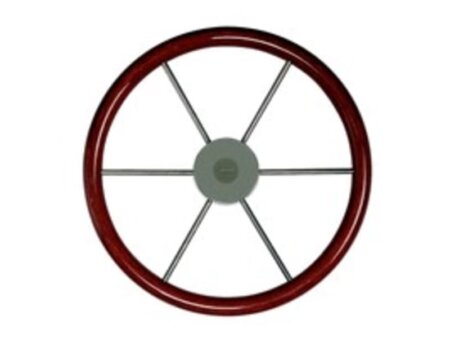 Stuurwiel mahoniehouten hoepel (Spaken van RVS / Diameter stuurwiel 380 mm)