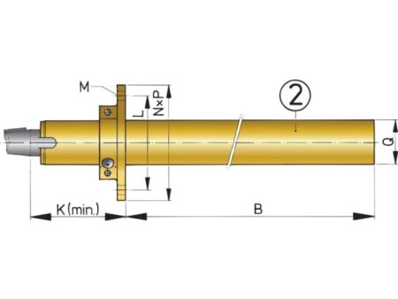 Schroefaskoker brons voor as 30; 1500mm