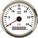Toerenteller 3000 rpm CN met bedrijfsurenteller wit/chroom