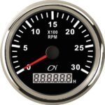 Toerenteller 3000 rpm CN met bedrijfsurenteller zwart/chroom