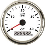 Toerenteller 4000 rpm CN met bedrijfsurenteller wit/chroom