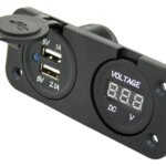 Waterdichte USB contactdoos + voltmeter