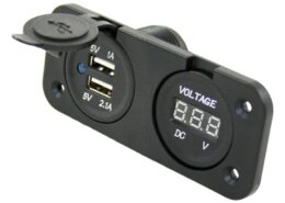 Waterdichte USB contactdoos + voltmeter