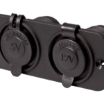 Dubbel flush frame zwart met USB 2.4A en 12V stopcontact