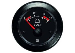 Vetus voltmeter 12V zwarte wijzerplaat