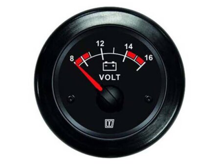 Vetus voltmeter 12V zwarte wijzerplaat
