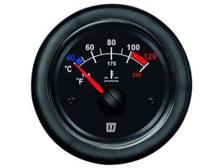 Vetus temperatuurmeter 12/24V zwarte wijzerplaat