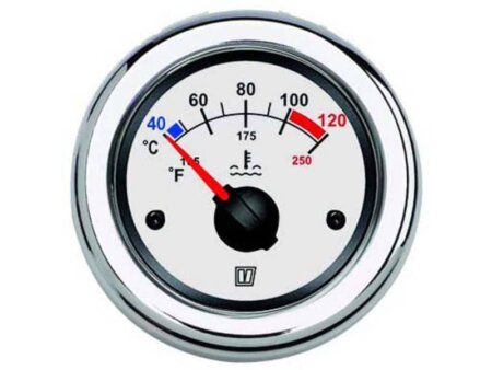Vetus temperatuurmeter 12/24V witte wijzerplaat