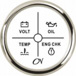 Alarm instrument met 4 LEDS wit/chroom
