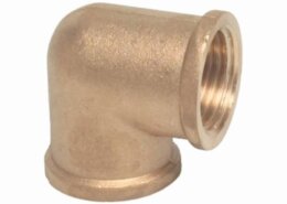 Messing bocht 90 graden 1/4" binnendraad
