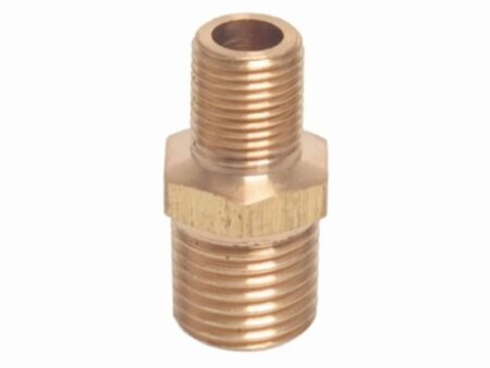 Messing verloopnippel 3/8" - 1/2"