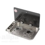 Gaskomfoor met afdekplaat 530x290x80 mm, twee branders