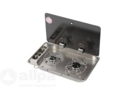 Gaskomfoor met afdekplaat 530x290x80 mm, twee branders