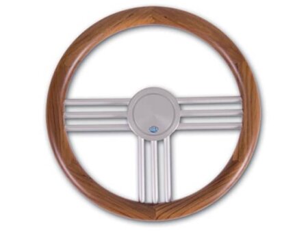 Stazo hoepelstuurwiel type 27 teak/alumuminium 40cm model 2