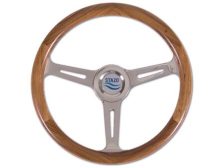 Stazo stuurwiel type 57 teak/rvs 35cm vaste naaf